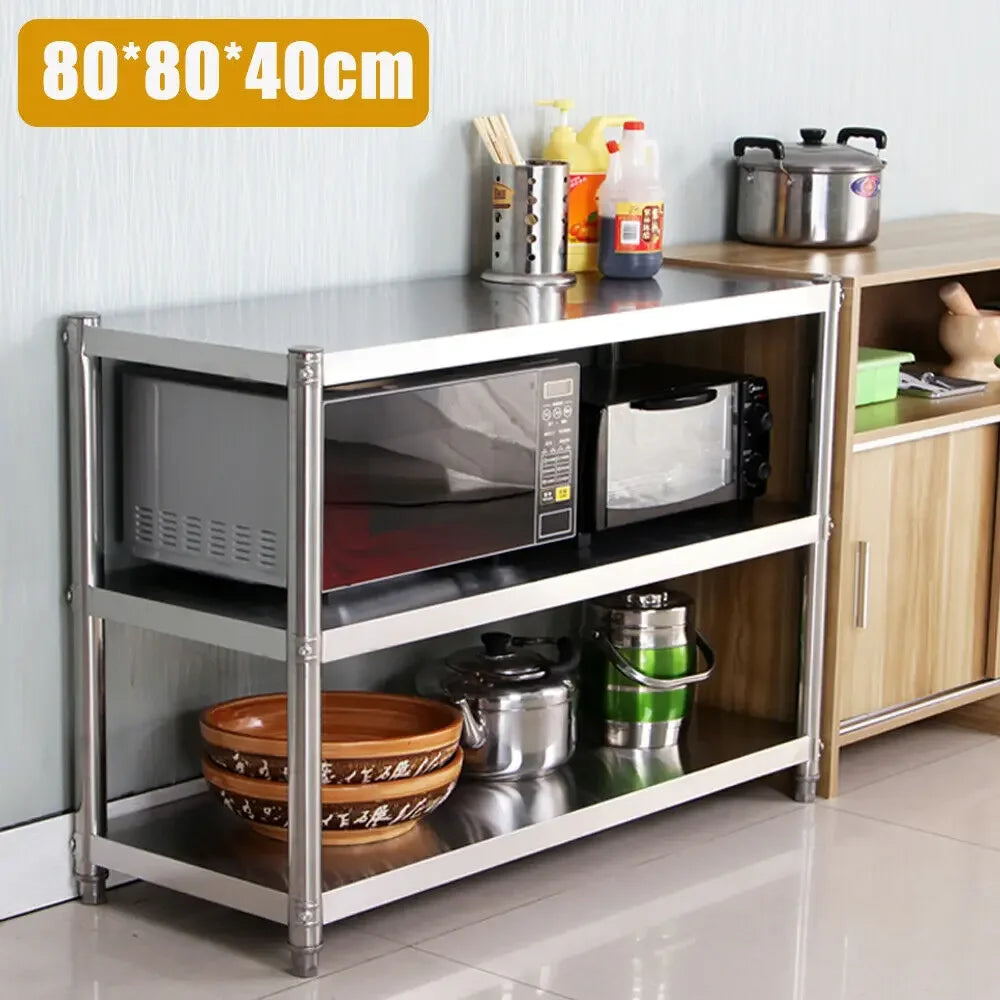 Column 3-Tier Adjustable Stainless Steel Kitchen Shelf Stand