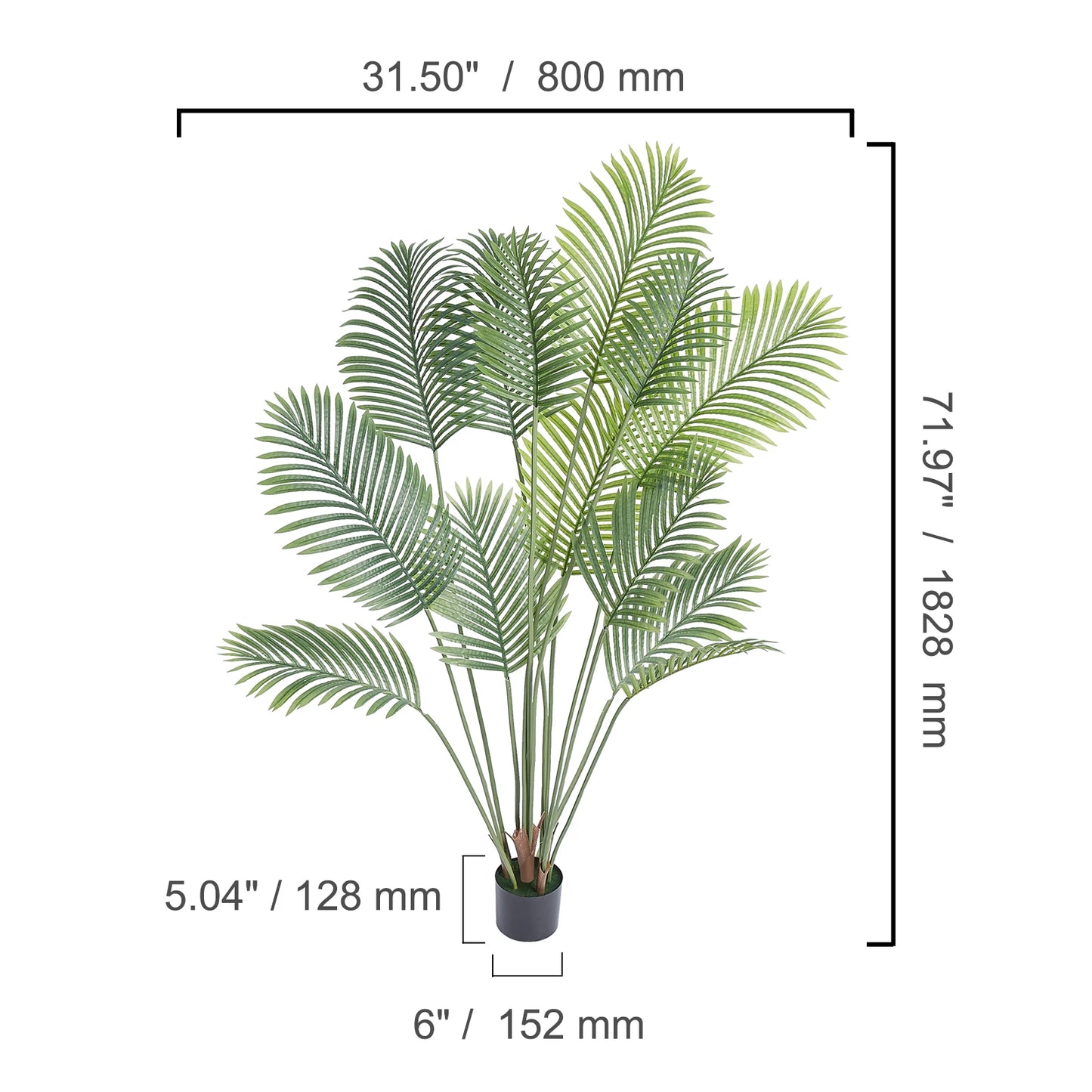 SucceBuy Artificial Palm Tree Faux Plant With Tilt Protection