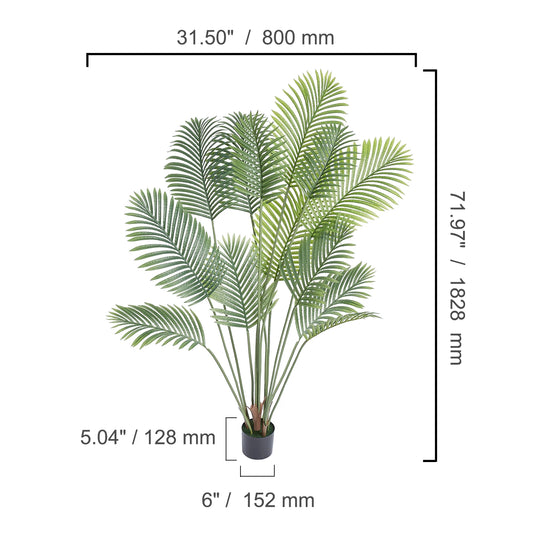SucceBuy Artificial Palm Tree Faux Plant With Tilt Protection