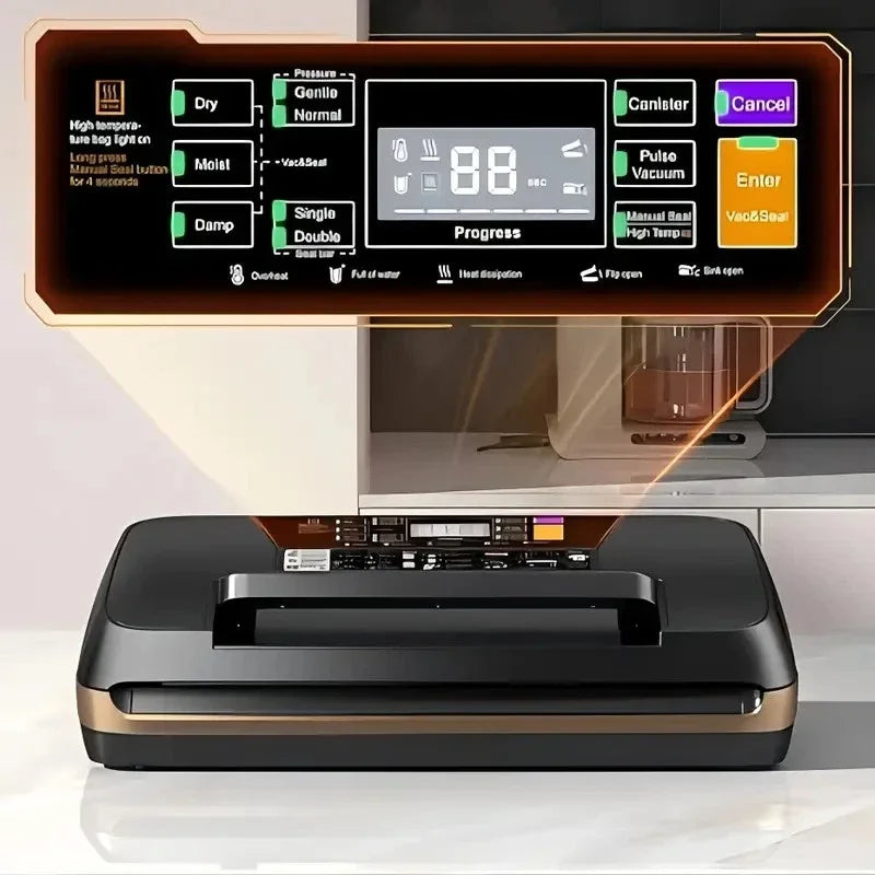 Vacuum Sealer Machine Double Pump Automatic Plastic Sealing Dry Wet Dual-Use Sealer Food Freshness Preservation Machine 85Kpa