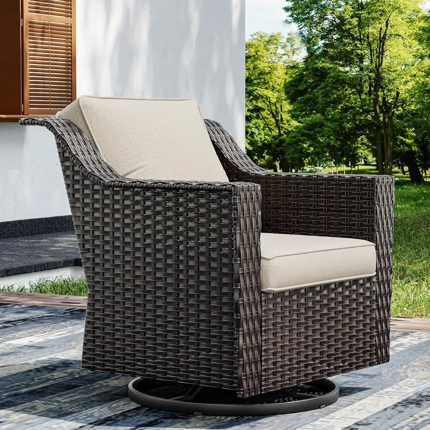 ANGDUO Wicker Patio Furniture Set Swivel Rocking Chairs