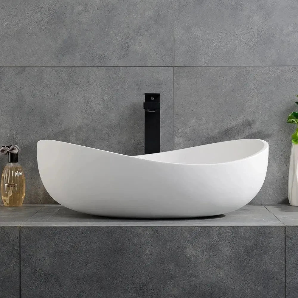 Capacity Luxurious Oval Vessel Sink Stone Resin Premium Ultracontemporary Bathrooms