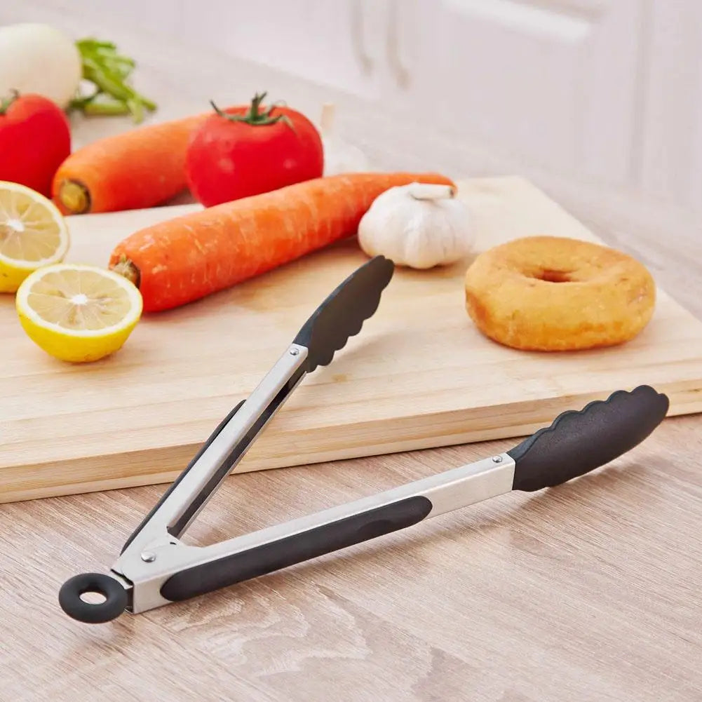 BBQ Grilling Tong Stainless Steel Anti-scalding Bread Food Clip Salad Bread Serving Non-Stick Tool for Kitchen Barbecue