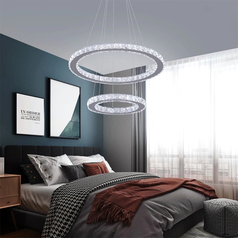VETRULUSB Crystal LED Ring Pendant Chandelier Modern Ceiling Light